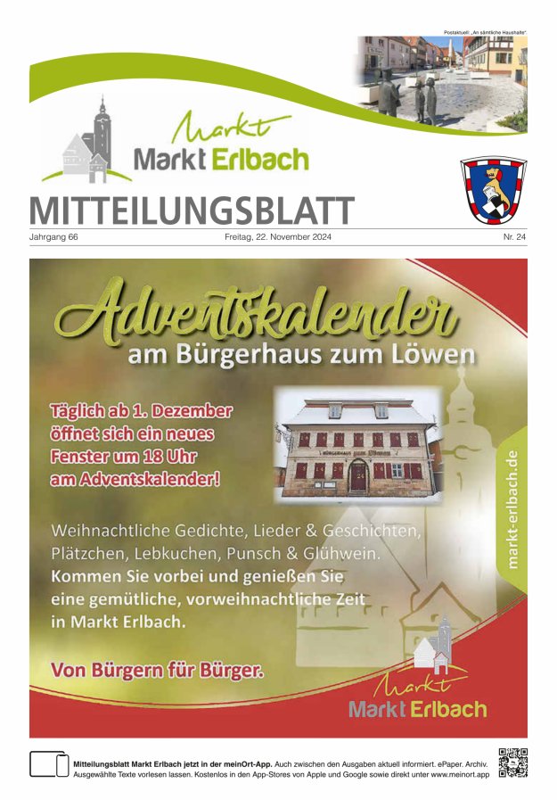 Mitteilungsblatt Markt Erlbach Titelblatt 24/2024