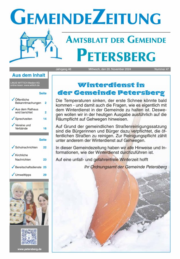Amtsblatt Blickpunkt Petersberg Titelblatt 47/2024