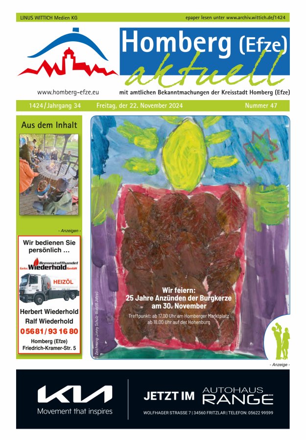 Homberg Efze aktuell Titelblatt 47/2024