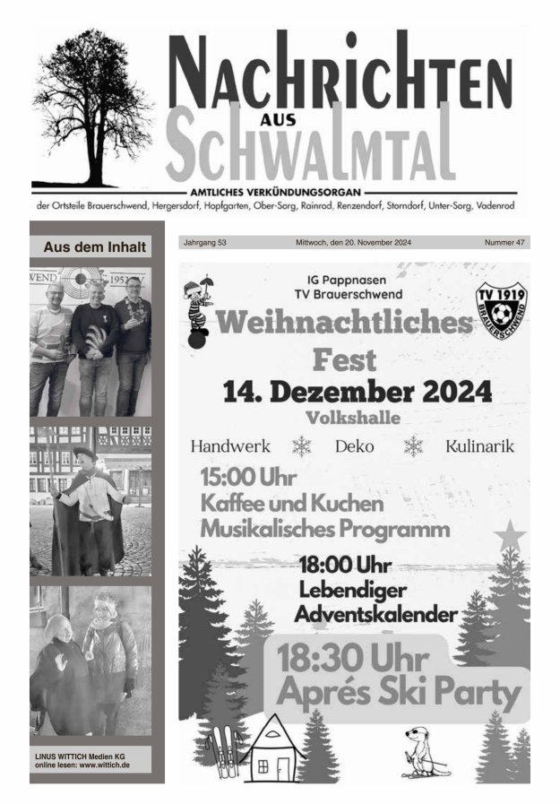 Nachrichten aus Schwalmtal Titelblatt 47/2024