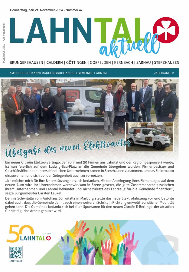 Amtliches Bekanntmachungsorgan der Gemeinde Lahntal Titelblatt 47/2024