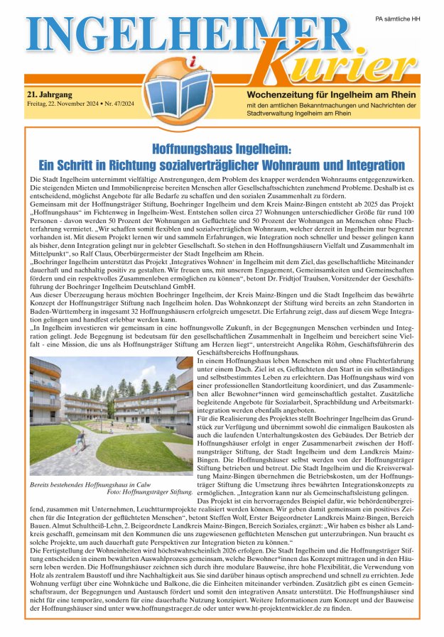 Ingelheimer Kurier Titelblatt 47/2024