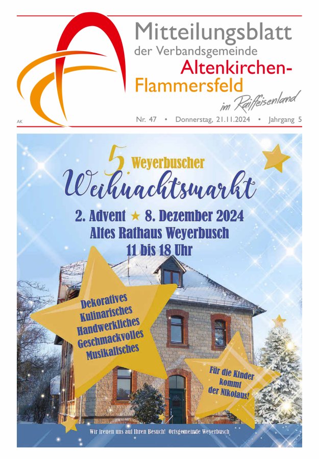 Mitteilungsblatt Verbandsgemeinde Altenkirchen-Flammersfeld Titelblatt 47/2024