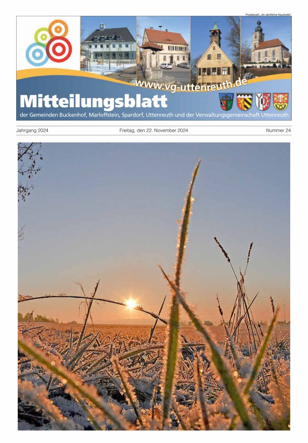 Mitteilungsblatt der Verwaltungsgemeinschaft Uttenreuth Titelblatt 24/2024