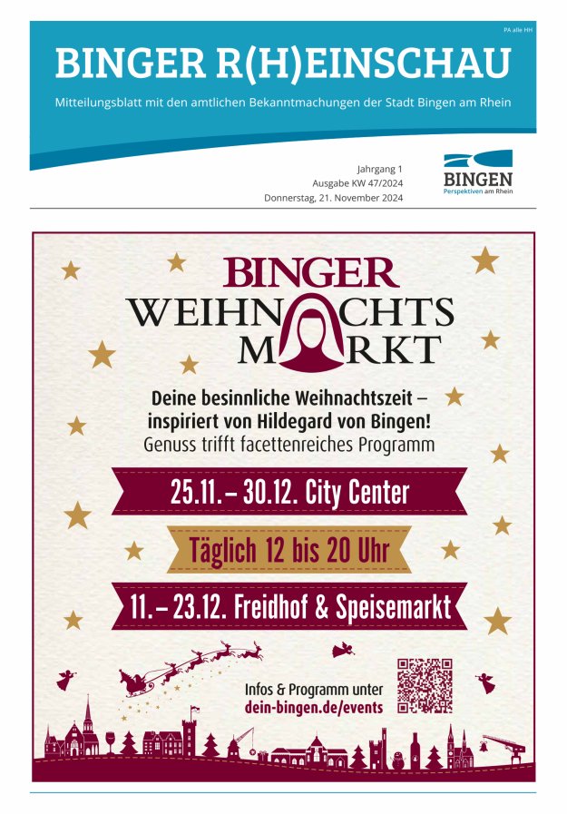 Binger R(h)einschau - Mitteilungsblatt mit den Amtlichen Bekanntmachungen der Stadt Bingen Titelblatt 21/2024