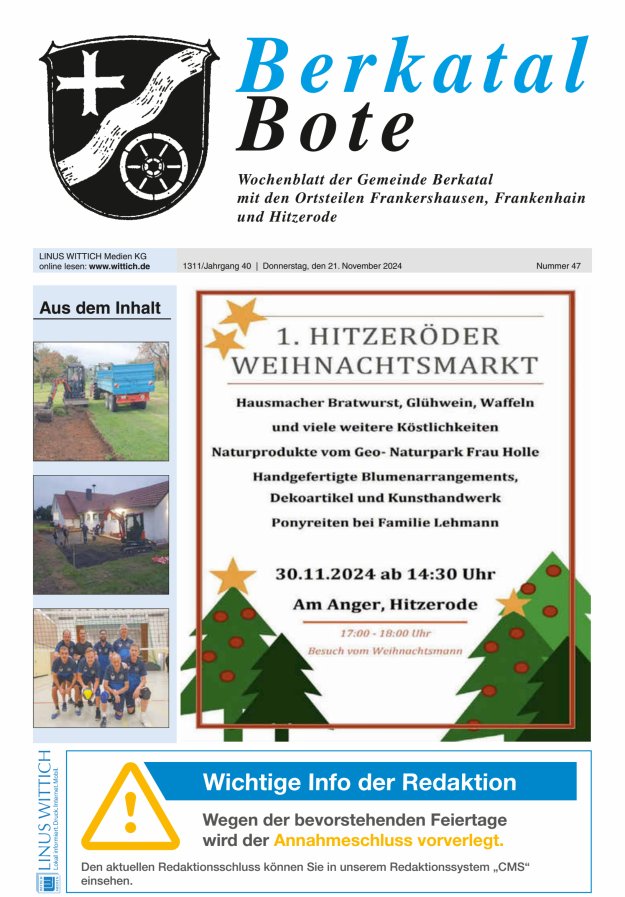 Berkatal Bote Titelblatt 47/2024