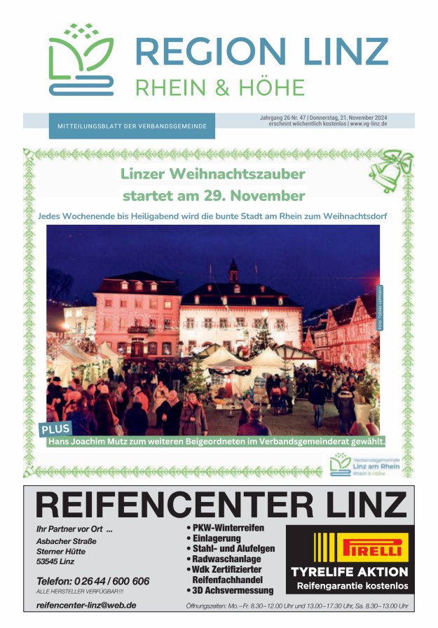 Unsere Verbandsgemeinde Linz am Rhein Titelblatt 47/2024