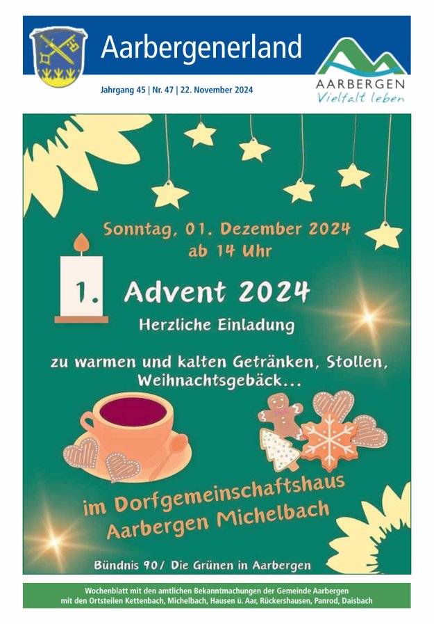 Aarbergenerland - Wochenblatt mit den amtlichen Bekanntmachungen Titelblatt 47/2024