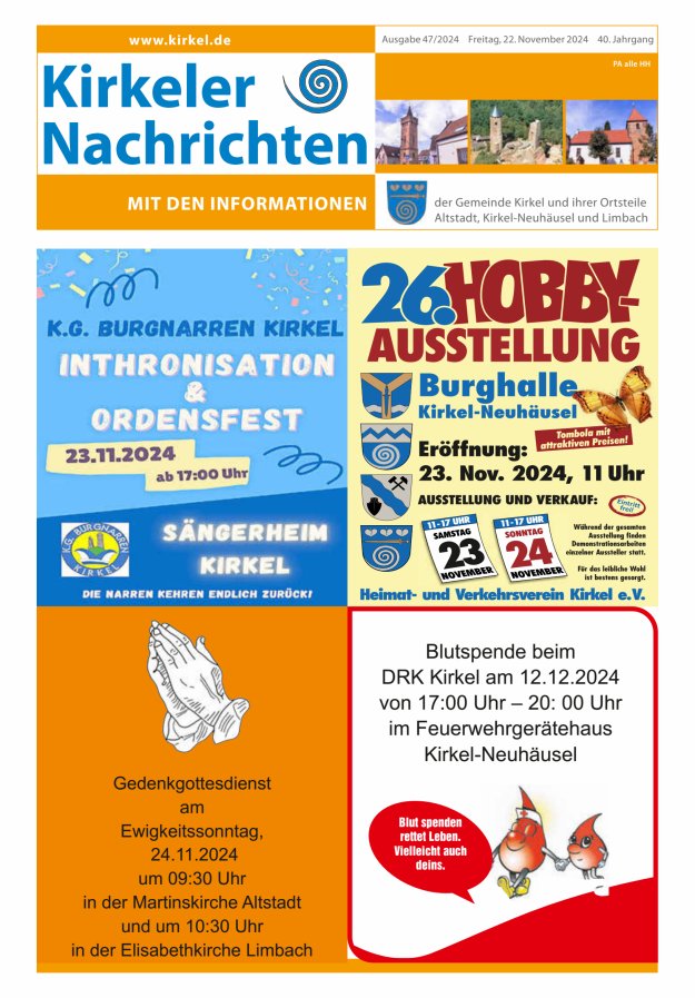 Kirkeler Nachrichten Titelblatt 47/2024