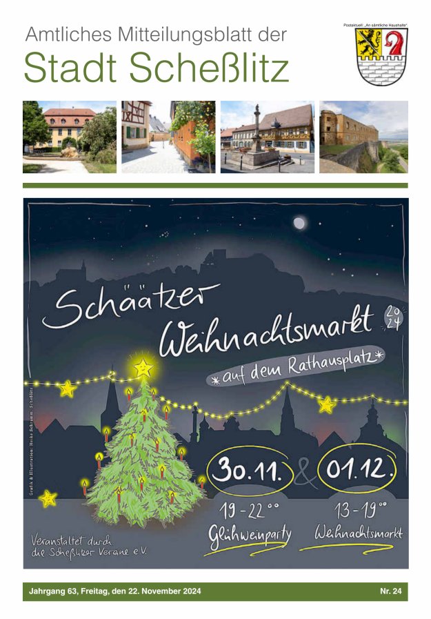 Scheßlitzer Anzeiger - Amtliches Mitteilungsblatt der Stadt Scheßlitz Titelblatt 24/2024