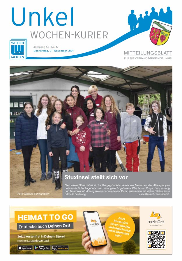 Wochen-Kurier Verbandsgemeinde Unkel Titelblatt 47/2024
