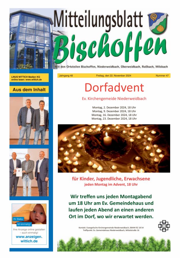 Mitteilungsblatt für die Gemeinde Bischoffen Titelblatt 47/2024