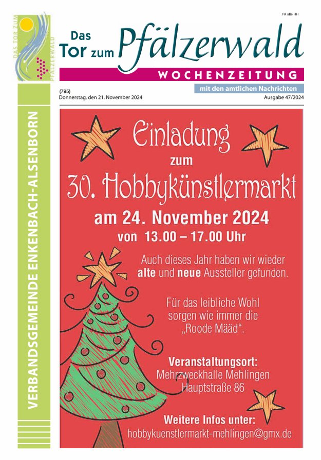 Das Tor zum Pfälzer Wald - VG Enkenbach-Alsenborn Titelblatt 47/2024