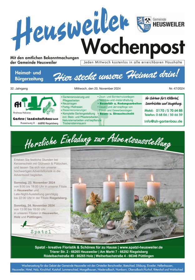 Heusweiler Wochenpost Titelblatt 47/2024