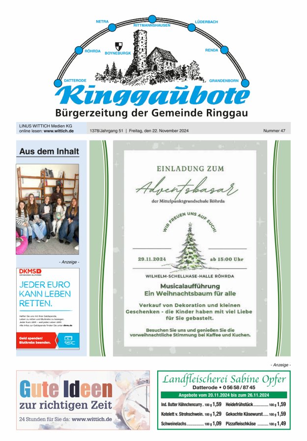 Ringgaubote Titelblatt 47/2024