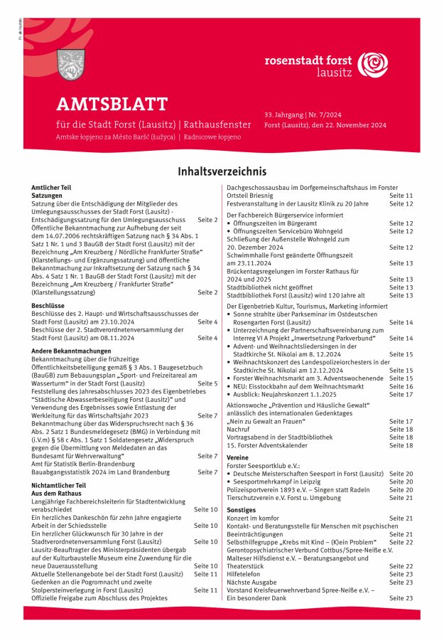 Amtsblatt für die Stadt Forst (Lausitz) Titelblatt 07/2024