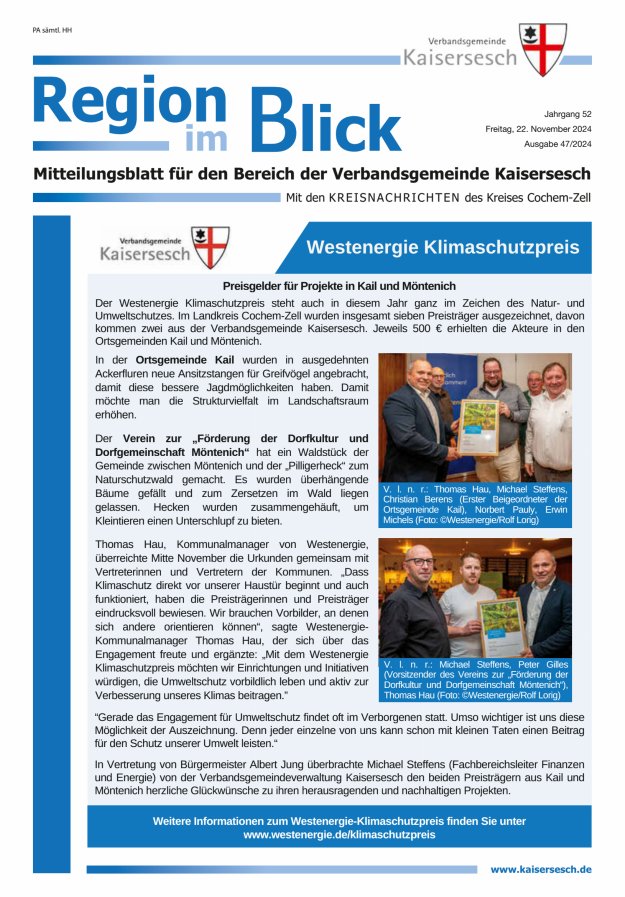 Region im Blick VG Kaisersesch Titelblatt 47/2024