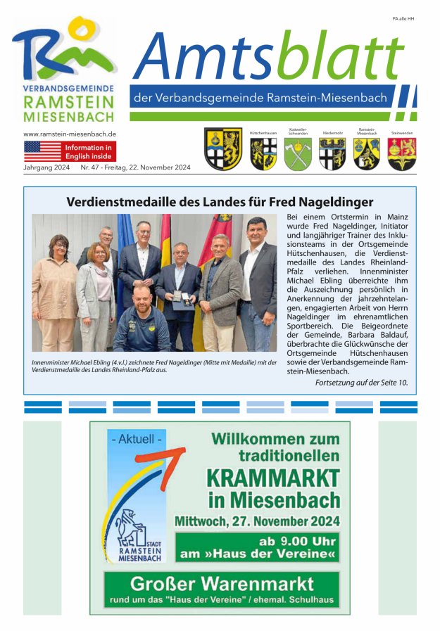 Amtsblatt VG Ramstein-Miesenbach Titelblatt 47/2024