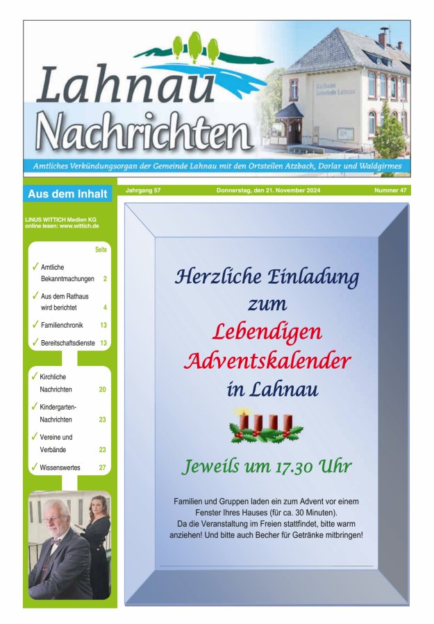 Lahnau Nachrichten Titelblatt 47/2024