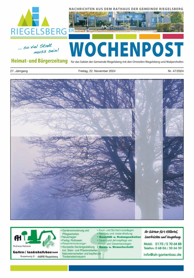 Riegelsberger Wochenpost Titelblatt 47/2024