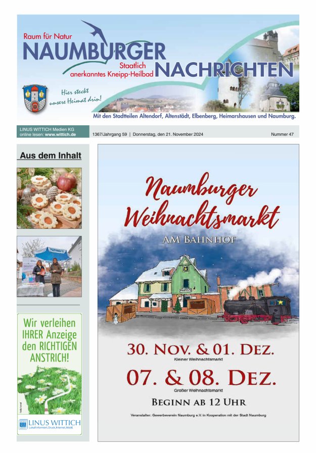 Naumburger Nachrichten Titelblatt 47/2024