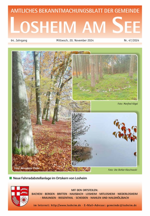 Amtliches Bekanntmachungsblatt der Gemeinde Losheim am See Titelblatt 47/2024