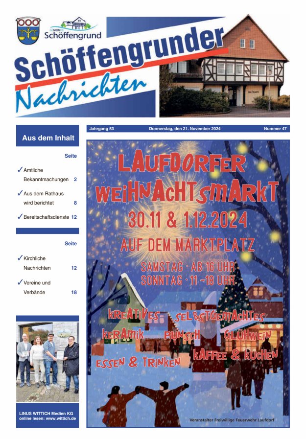 Schöffengrunder Nachrichten Titelblatt 47/2024