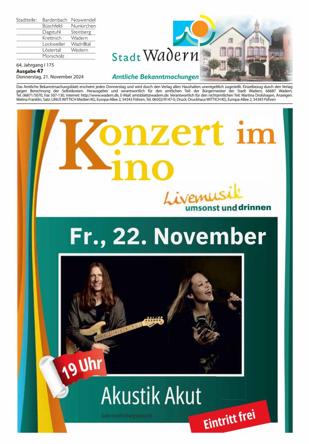 Stadt Wadern Titelblatt 47/2024