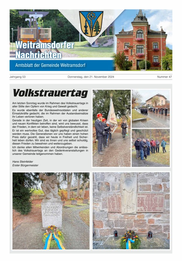 Weitramsdorfer Nachrichten Titelblatt 47/2024