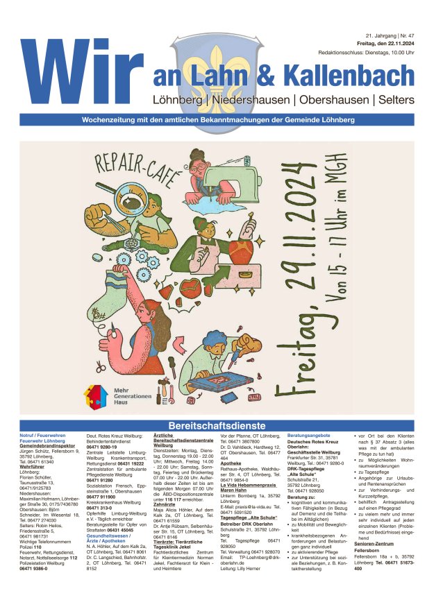 Amtliches Mitteilungsblatt der Gemeinde Löhnberg Titelblatt 47/2024