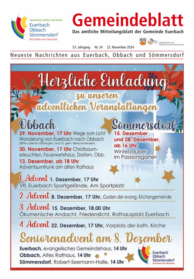 Gemeindeblatt der Gemeinde Euerbach Titelblatt 24/2024