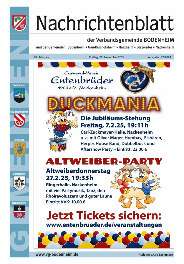 Nachrichtenblatt der VG Bodenheim              Titelblatt 47/2024