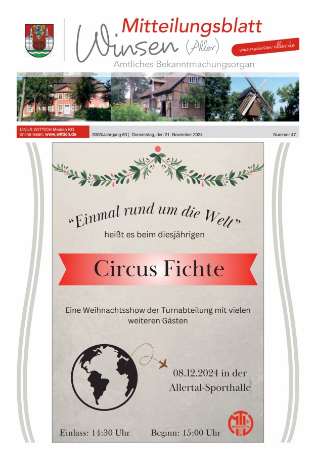 Mitteilungsblatt der Gemeinde Winsen Titelblatt 47/2024