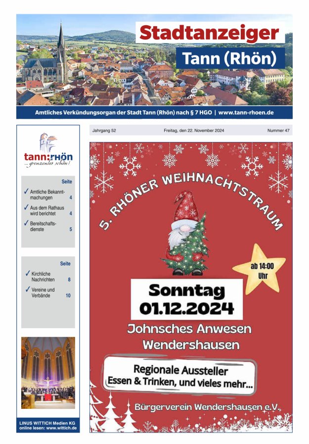 Stadtanzeiger Tann (Rhön) Titelblatt 47/2024