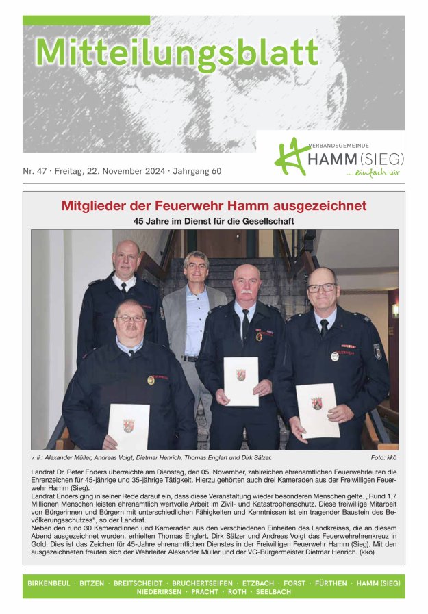 Mitteilungsblatt Hamm (Sieg) Titelblatt 47/2024