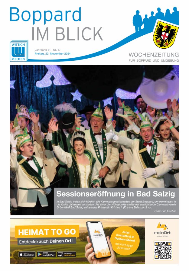 Boppard im Blick - Heimatzeitung für die Stadt Boppard Titelblatt 47/2024