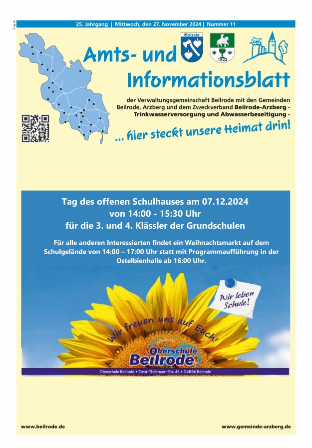 Amts- und Informationsblatt der Verwaltungsgemeinschaft Beilrode Titelblatt 11/2024