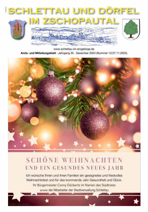Schlettau und Dörfel im Zschopautal – Amts- und Mitteilungsblatt Titelblatt 12/2024
