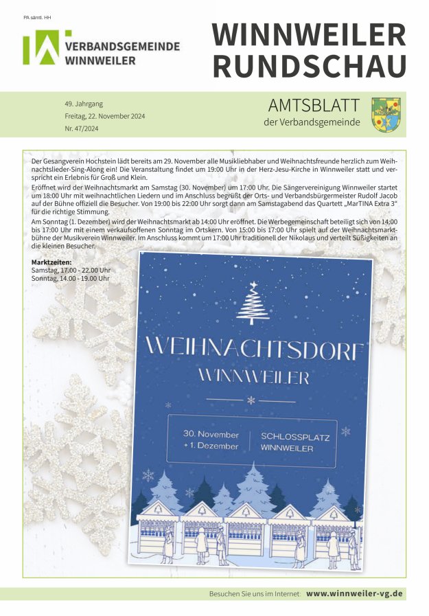 Winnweiler Rundschau Titelblatt 47/2024