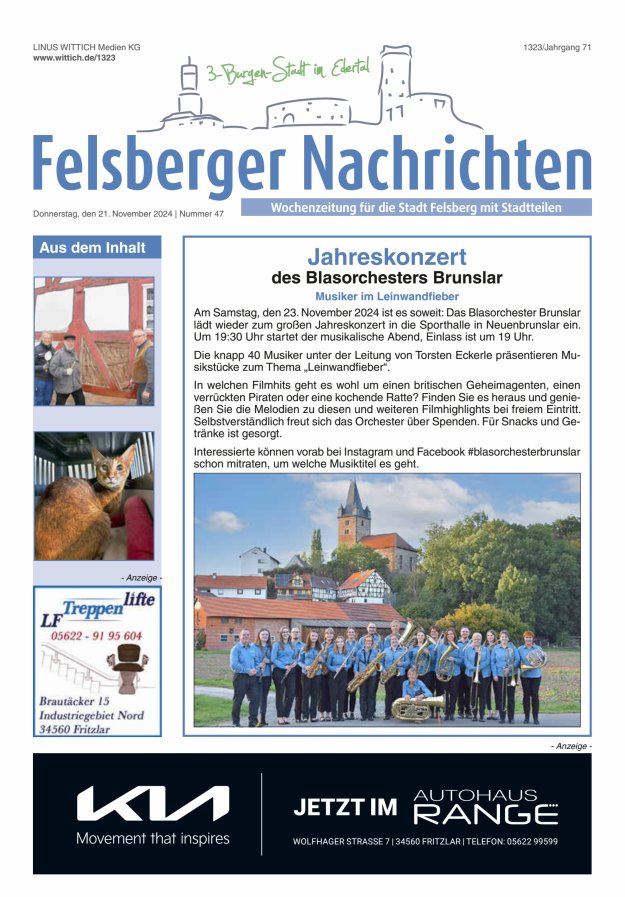 Felsberger Nachrichten Titelblatt 47/2024
