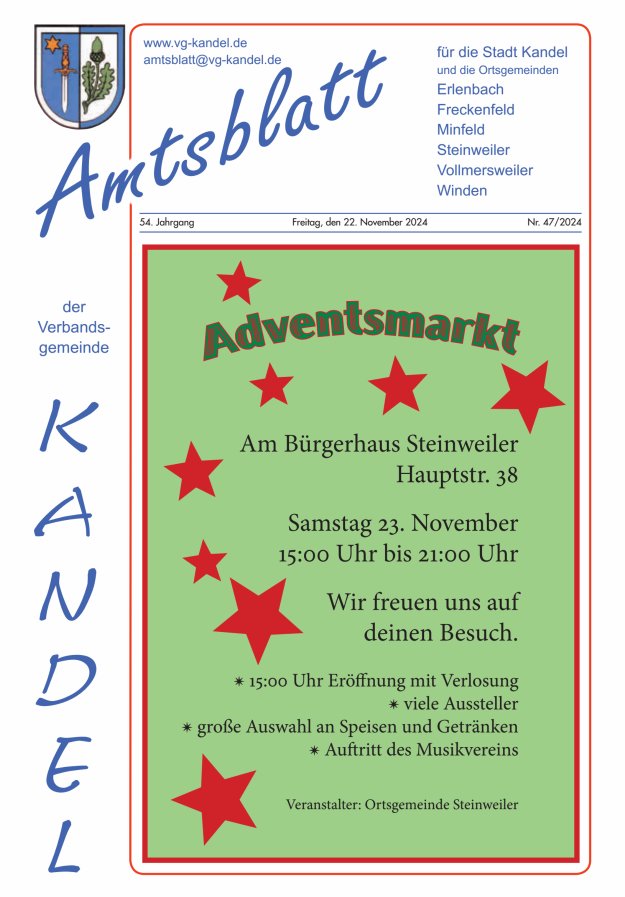 Amtsblatt VG Kandel Titelblatt 47/2024