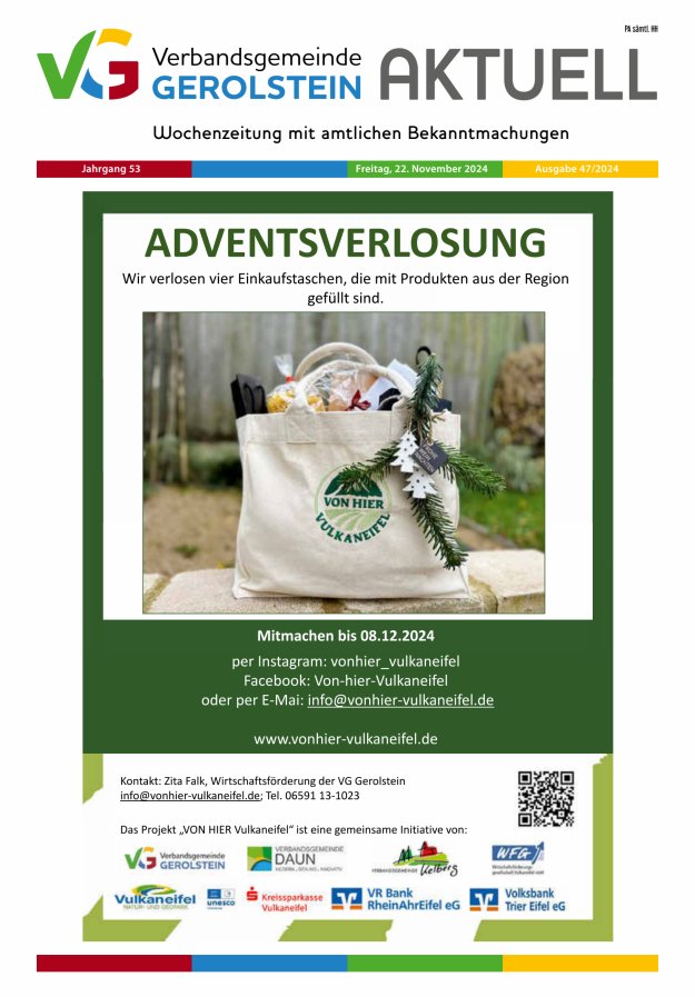 Verbandsgemeinde Gerolstein aktuell Titelblatt 47/2024