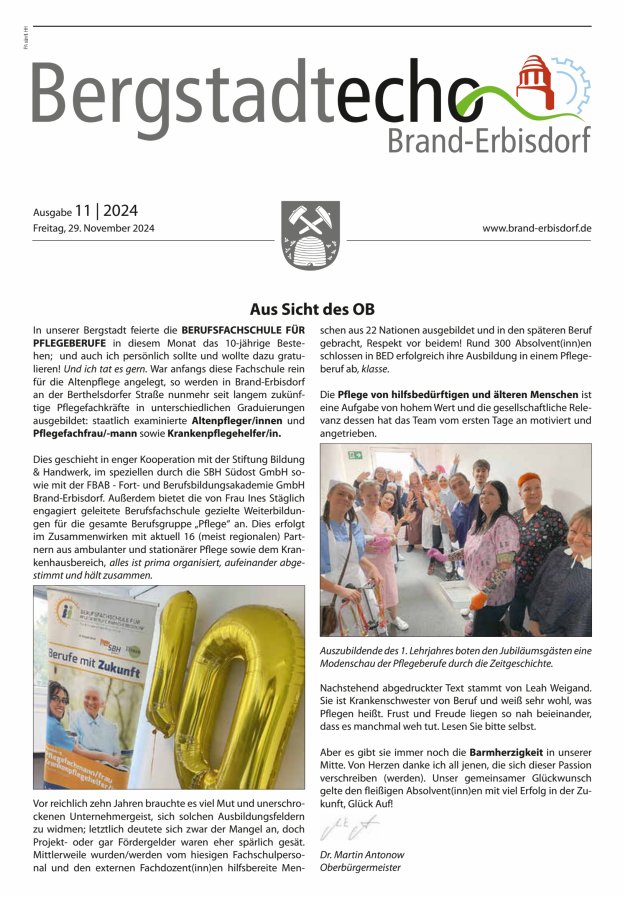 Bergstadtecho Brand-Erbisdorf Titelblatt 11/2024