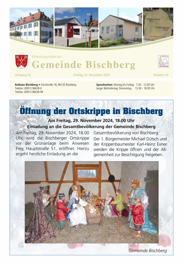 Mitteilungsblatt der Gemeinde Bischberg Titelblatt 47/2024