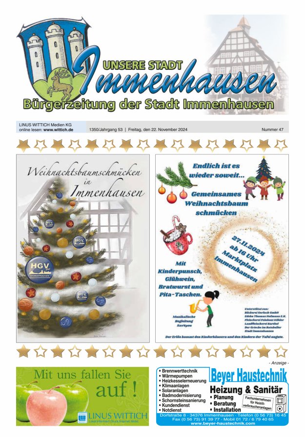 Unsere Stadt Immenhausen Titelblatt 47/2024