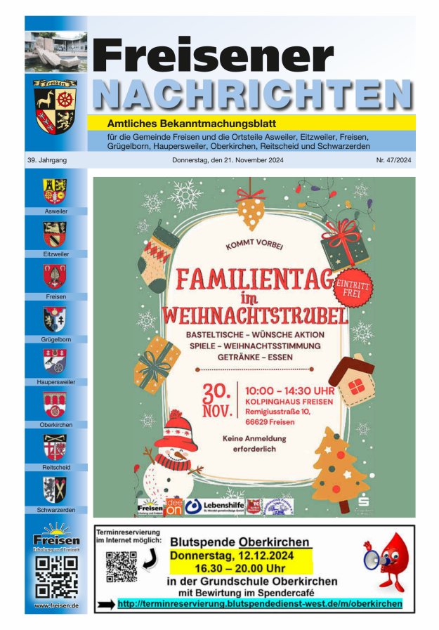 Freisener Nachrichten Titelblatt 47/2024