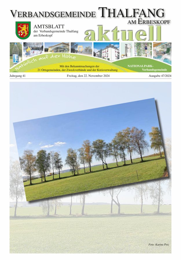 Thalfang aktuell - Amtsblatt VG Thalfang Titelblatt 47/2024