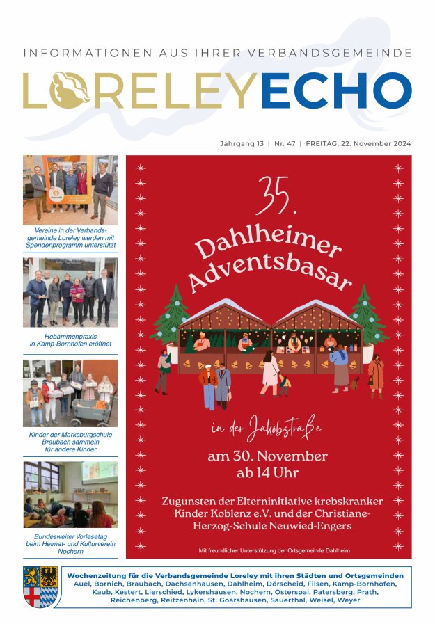 Loreley-Echo - Mitteilungsblatt der Verbandsgemeinde Loreley Titelblatt 47/2024