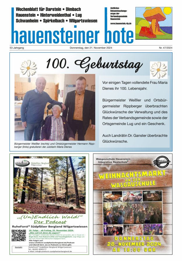 Hauensteiner Bote Titelblatt 47/2024