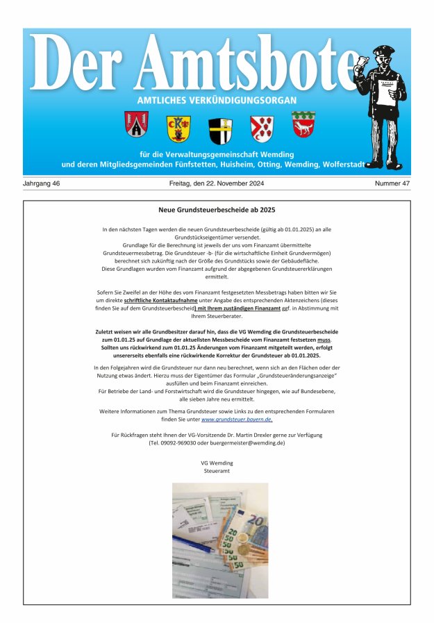 Der Amtsbote - Wemding Verwaltungsgemeinschaft Titelblatt 47/2024